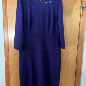 Ellen Tracy Purple Sheath Dress with 3/4 Sleeves for Work